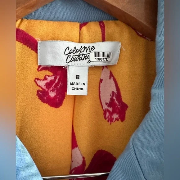 Color Me Courtney Dennis BikerJacket in Blue Sz 8 - Picture 6 of 7